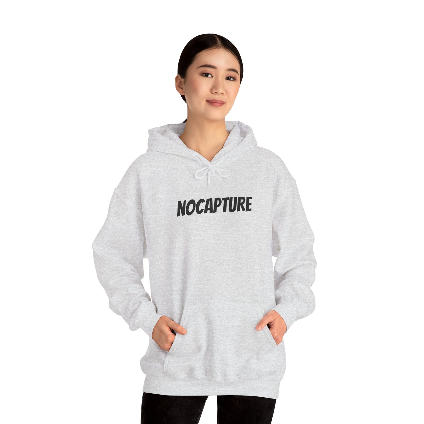 NOCAPTURE Unisex Heavy Blend™ Hooded Sweatshirt - Cozy Streetwear black Logo front and back