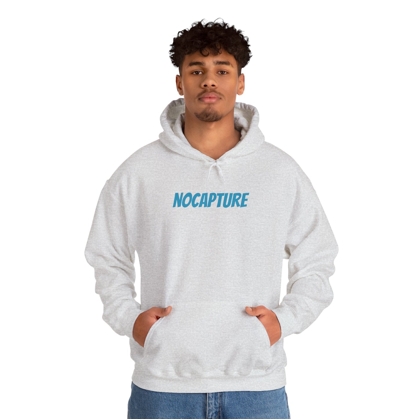 Unisex Heavy Blend™ Hooded Sweatshirt - Cozy Streetwear Baby Blue Logo front and back