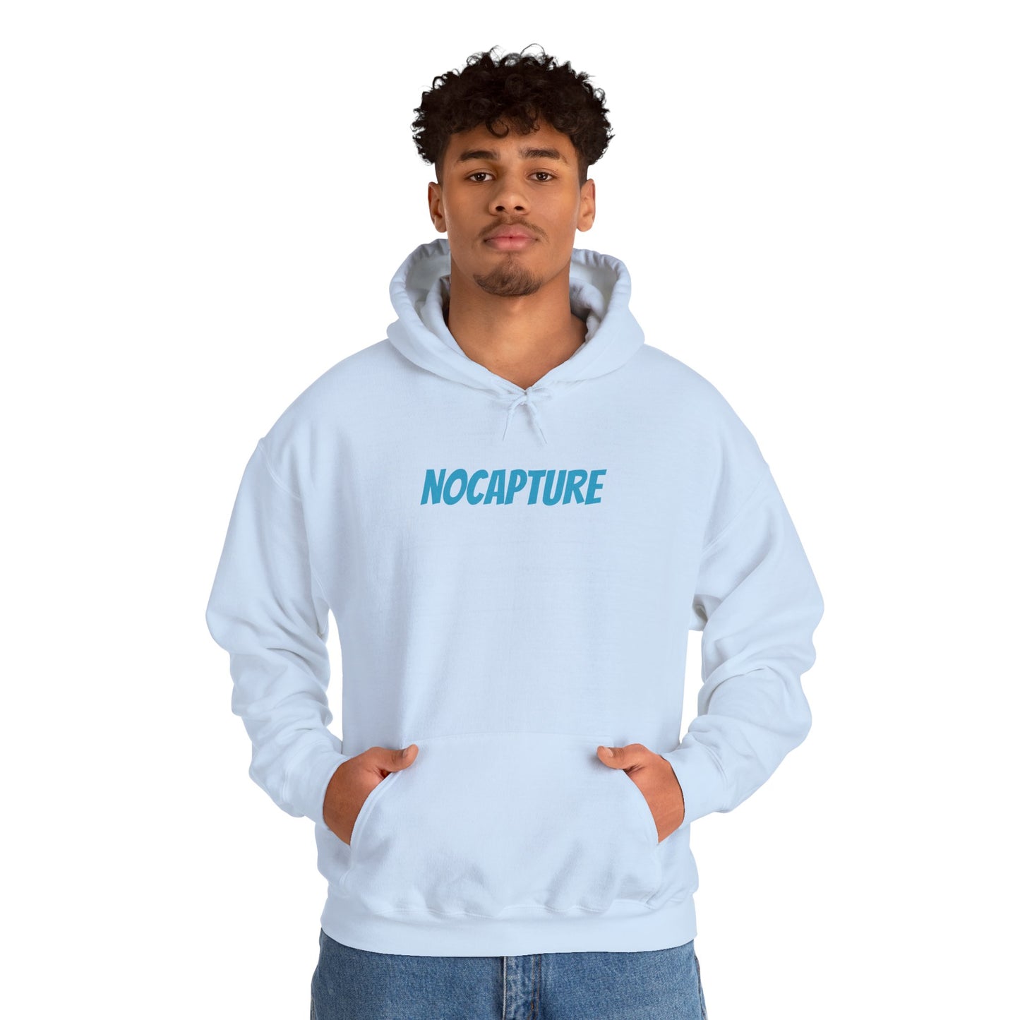 Unisex Heavy Blend™ Hooded Sweatshirt - Cozy Streetwear Baby Blue Logo front and back