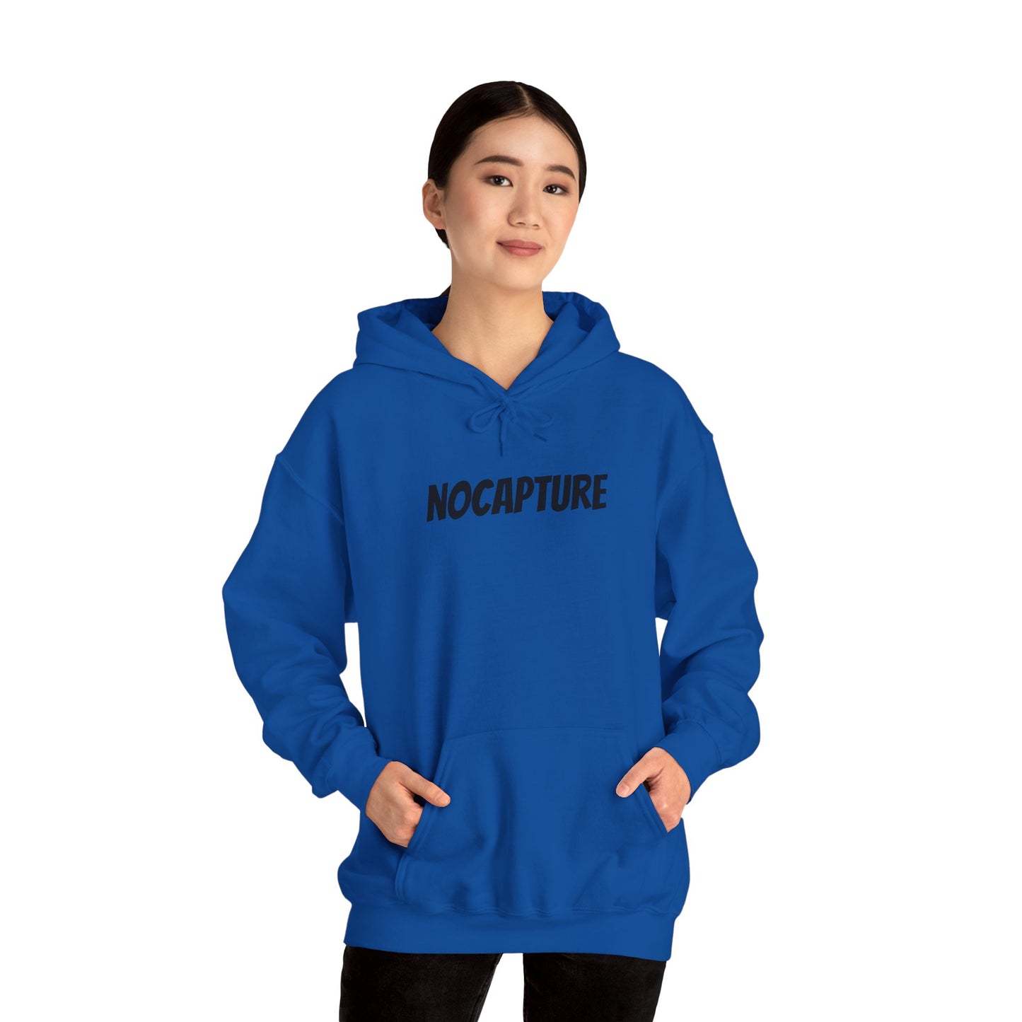 NOCAPTURE Unisex Heavy Blend™ Hooded Sweatshirt - Cozy Streetwear black Logo front and back