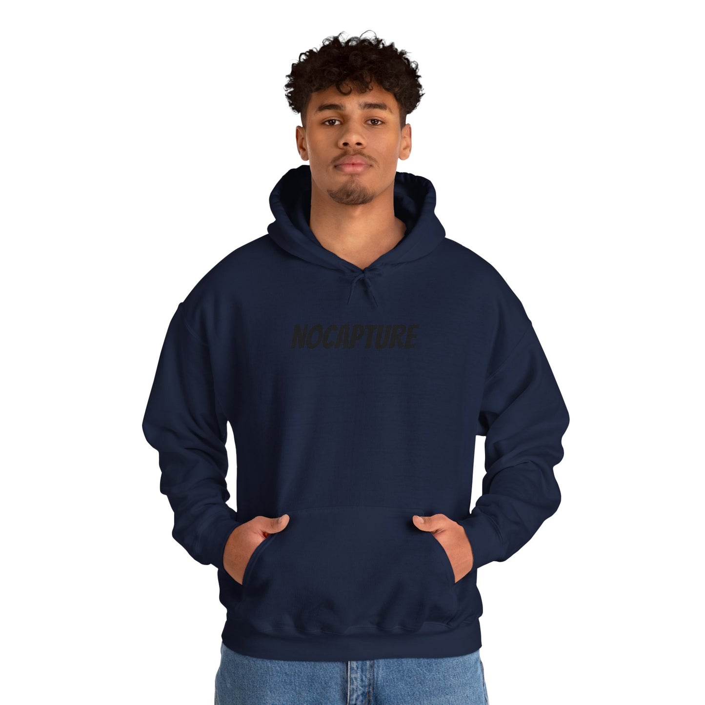 NOCAPTURE Unisex Heavy Blend™ Hooded Sweatshirt - Cozy Streetwear black Logo front and back