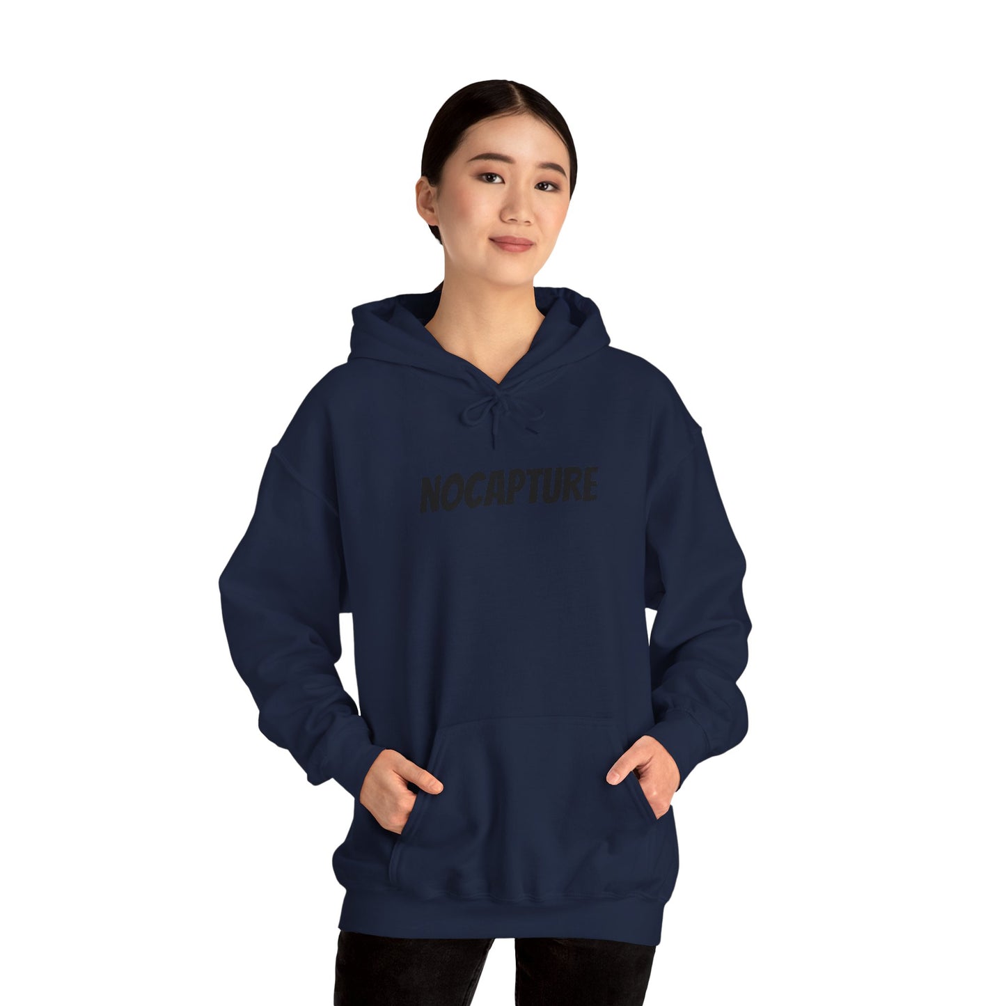 NOCAPTURE Unisex Heavy Blend™ Hooded Sweatshirt - Cozy Streetwear black Logo front and back