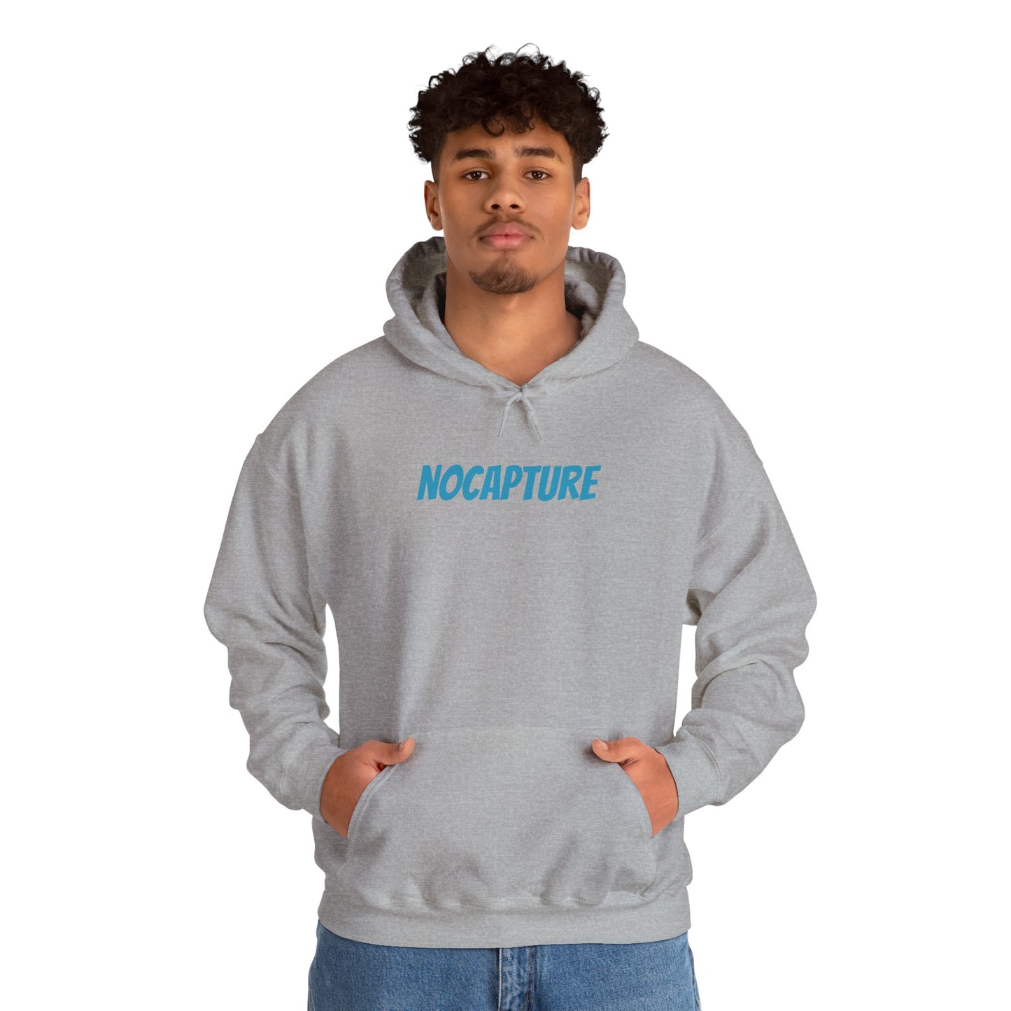 Unisex Heavy Blend™ Hooded Sweatshirt - Cozy Streetwear Baby Blue Logo front and back