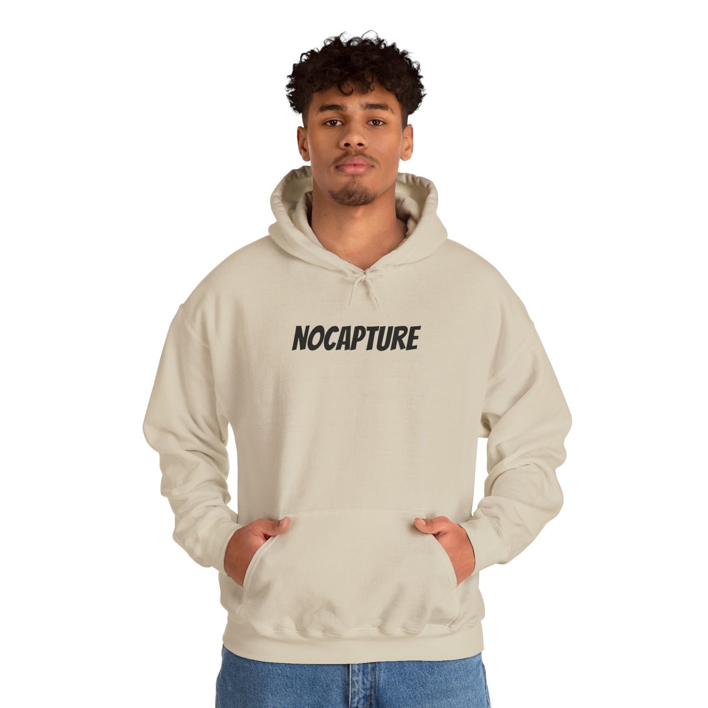 NOCAPTURE Unisex Heavy Blend™ Hooded Sweatshirt - Cozy Streetwear black Logo front and back