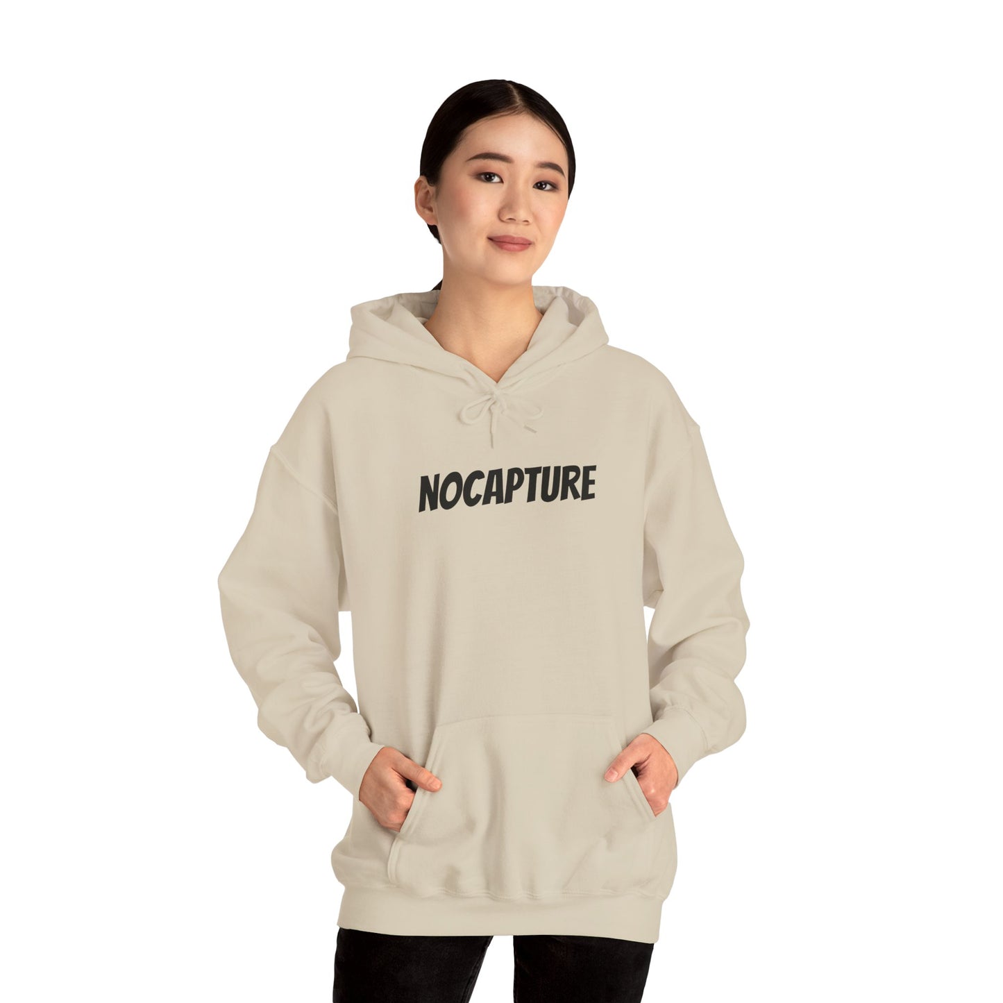 NOCAPTURE Unisex Heavy Blend™ Hooded Sweatshirt - Cozy Streetwear black Logo front and back
