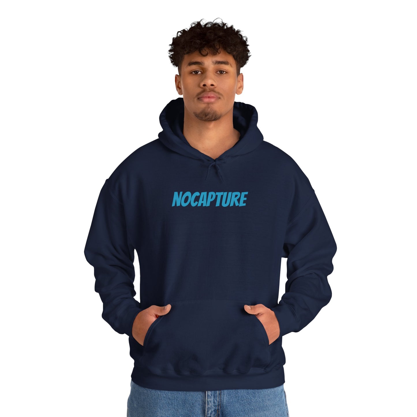 Unisex Heavy Blend™ Hooded Sweatshirt - Cozy Streetwear Baby Blue Logo front and back
