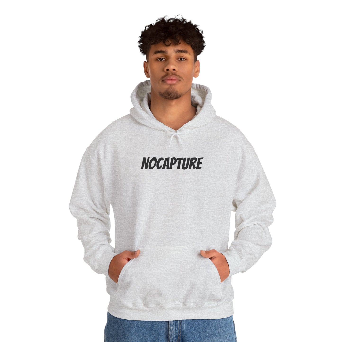 NOCAPTURE Unisex Heavy Blend™ Hooded Sweatshirt - Cozy Streetwear black Logo front and back
