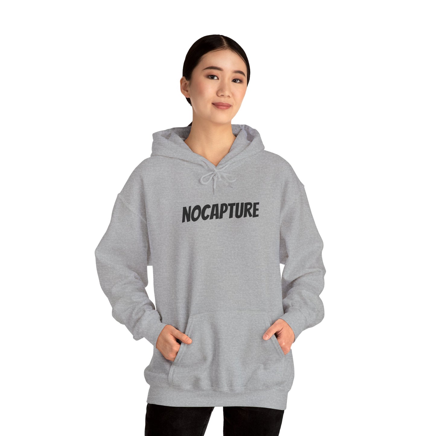 NOCAPTURE Unisex Heavy Blend™ Hooded Sweatshirt - Cozy Streetwear black Logo front and back