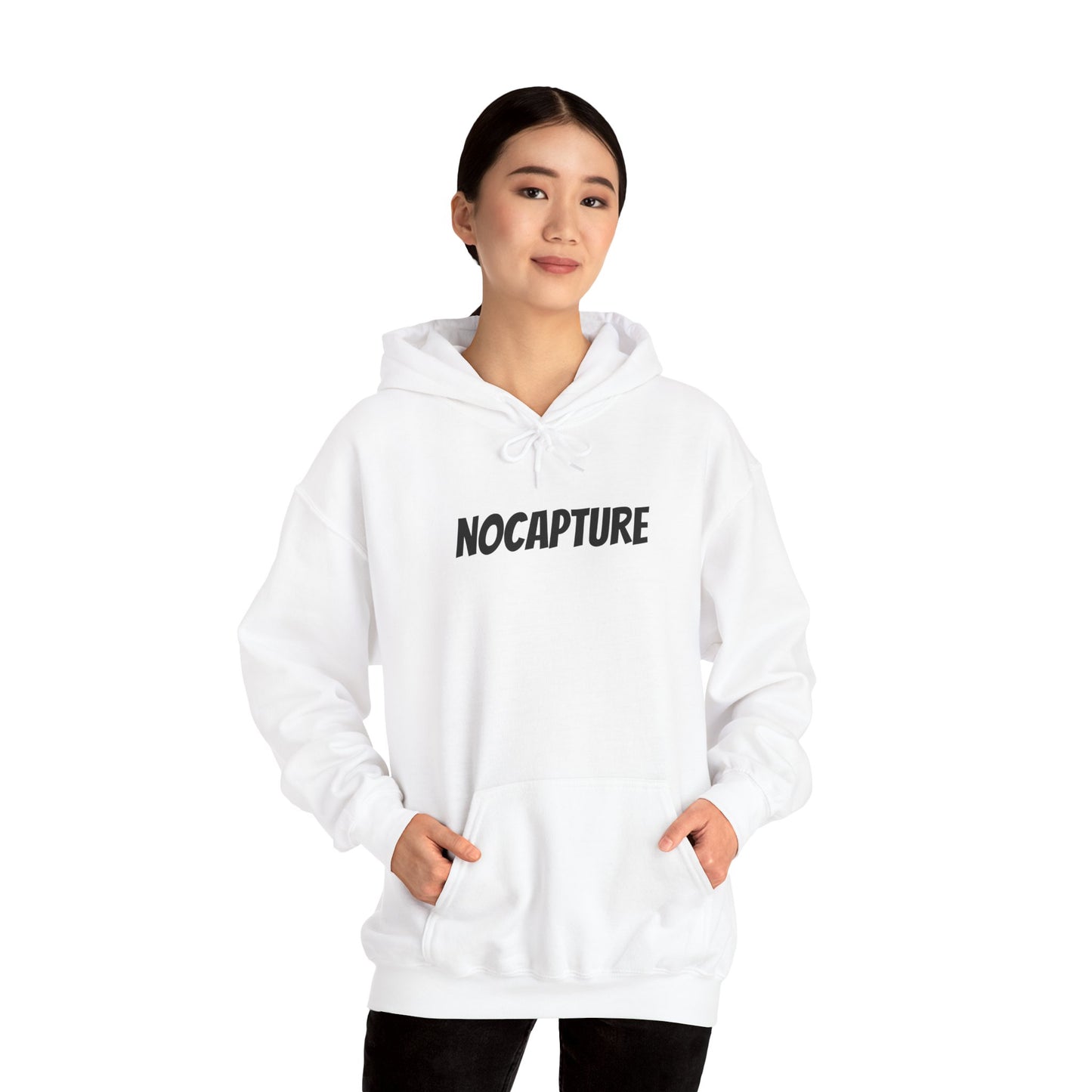 NOCAPTURE Unisex Heavy Blend™ Hooded Sweatshirt - Cozy Streetwear black Logo front and back
