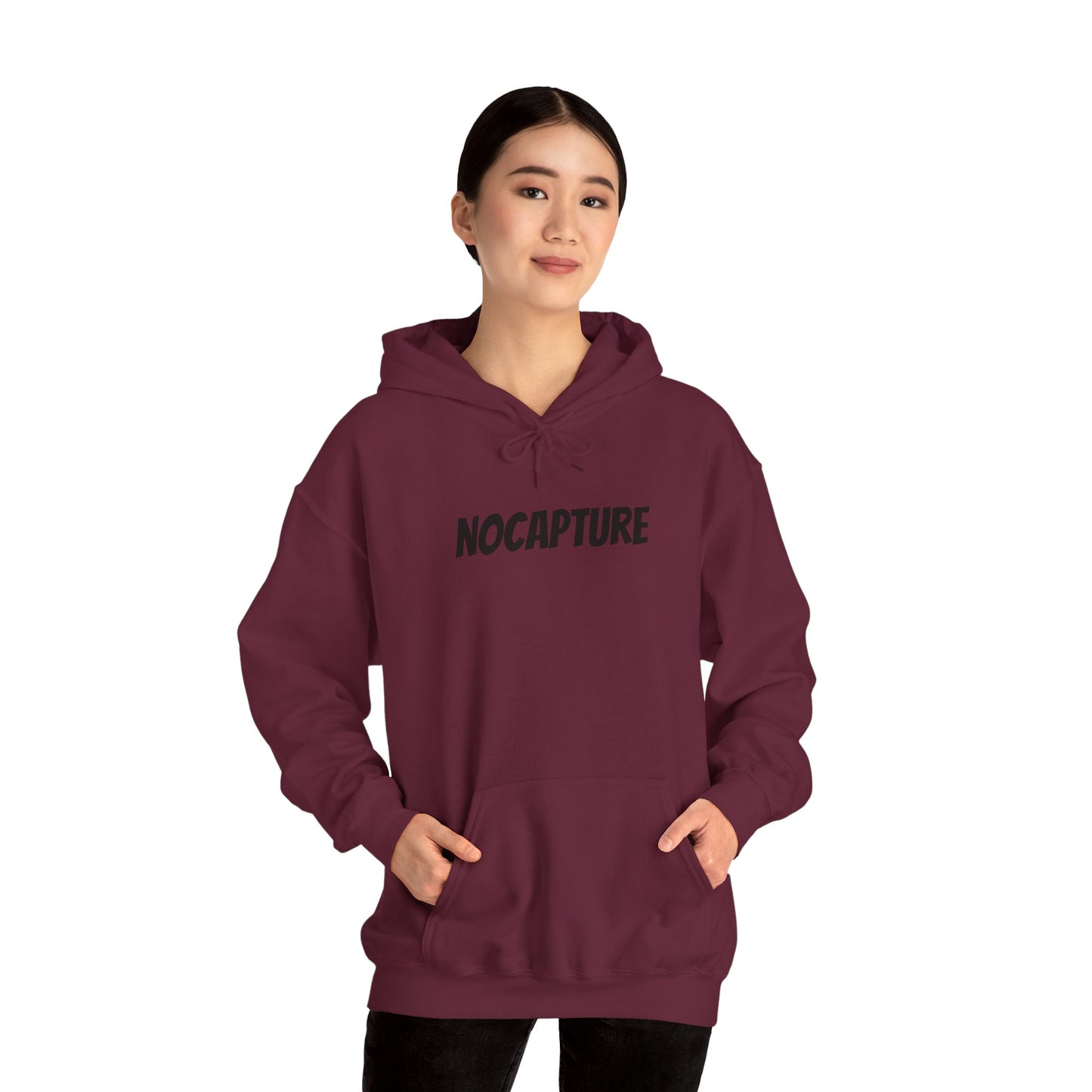NOCAPTURE Unisex Heavy Blend™ Hooded Sweatshirt - Cozy Streetwear black Logo front and back