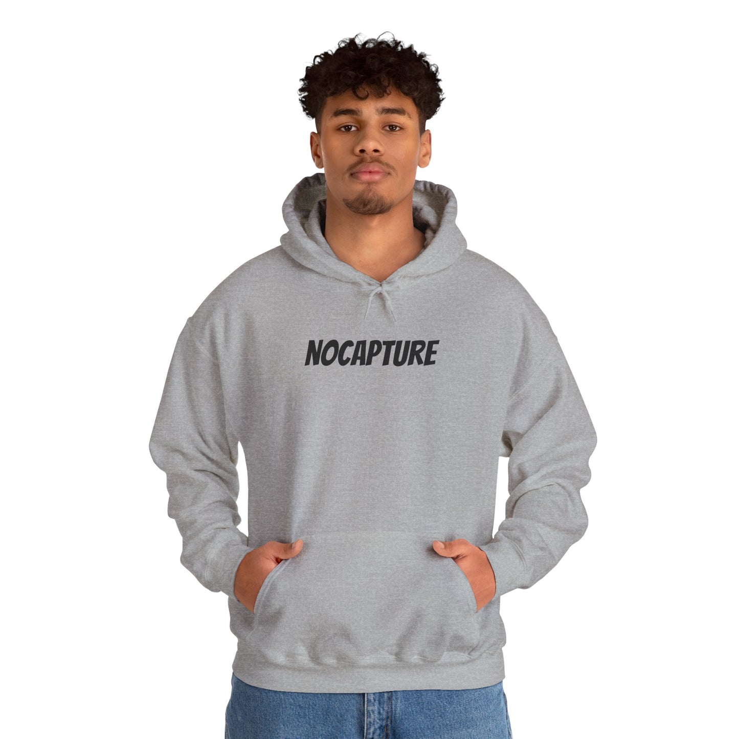 NOCAPTURE Unisex Heavy Blend™ Hooded Sweatshirt - Cozy Streetwear black Logo front and back