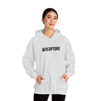 NOCAPTURE Unisex Heavy Blend™ Hooded Sweatshirt - Cozy Streetwear black Logo front and back