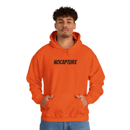 NOCAPTURE Unisex Heavy Blend™ Hooded Sweatshirt - Cozy Streetwear black Logo front and back