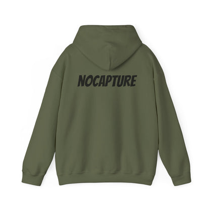 NOCAPTURE Unisex Heavy Blend™ Hooded Sweatshirt - Cozy Streetwear black Logo front and back