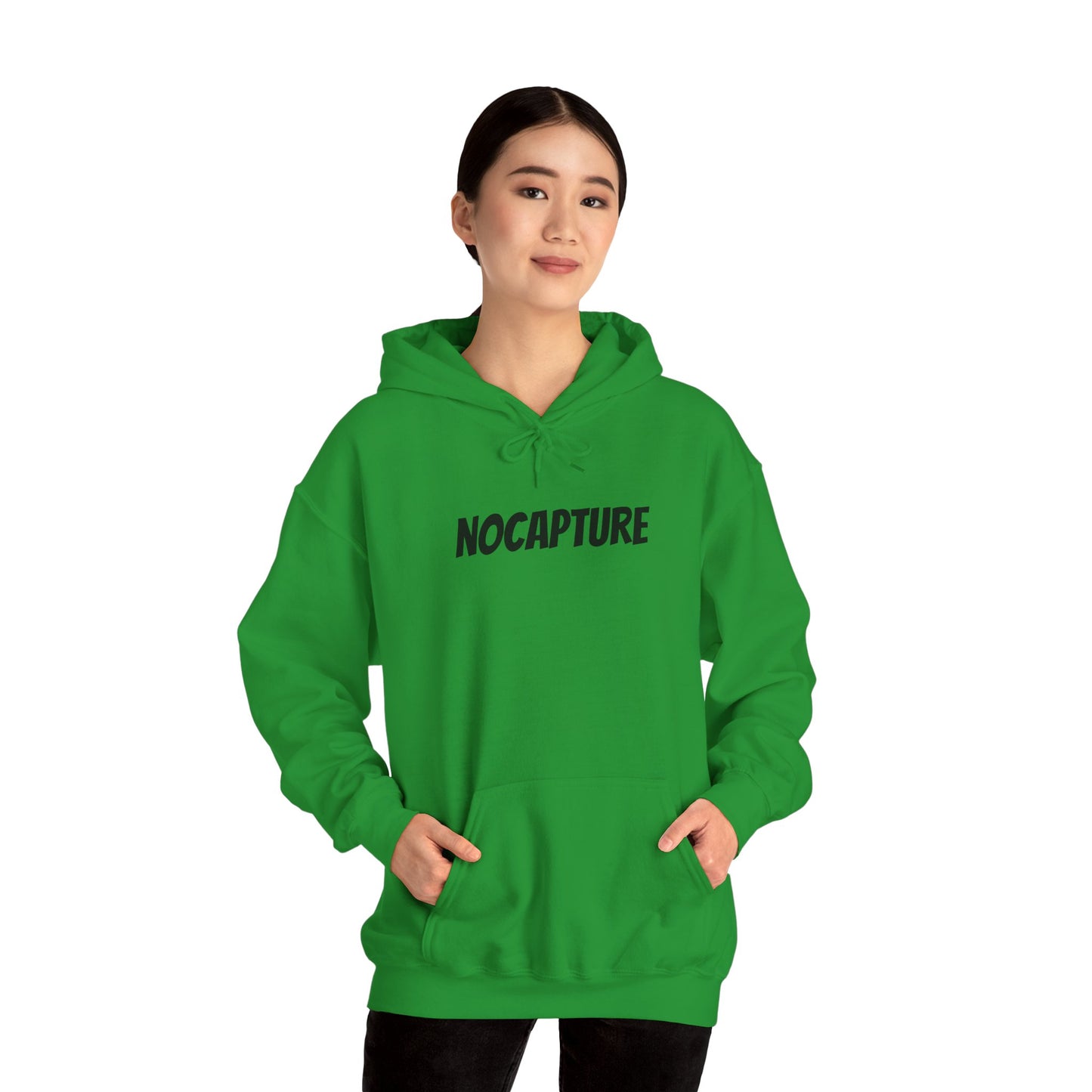 NOCAPTURE Unisex Heavy Blend™ Hooded Sweatshirt - Cozy Streetwear black Logo front and back