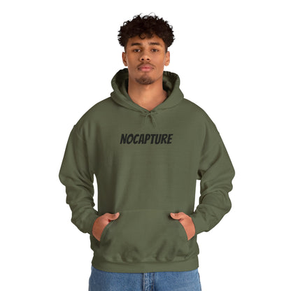 NOCAPTURE Unisex Heavy Blend™ Hooded Sweatshirt - Cozy Streetwear black Logo front and back