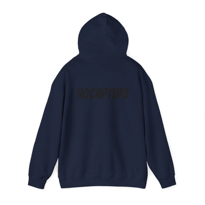 NOCAPTURE Unisex Heavy Blend™ Hooded Sweatshirt - Cozy Streetwear black Logo front and back