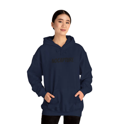 NOCAPTURE Unisex Heavy Blend™ Hooded Sweatshirt - Cozy Streetwear black Logo front and back