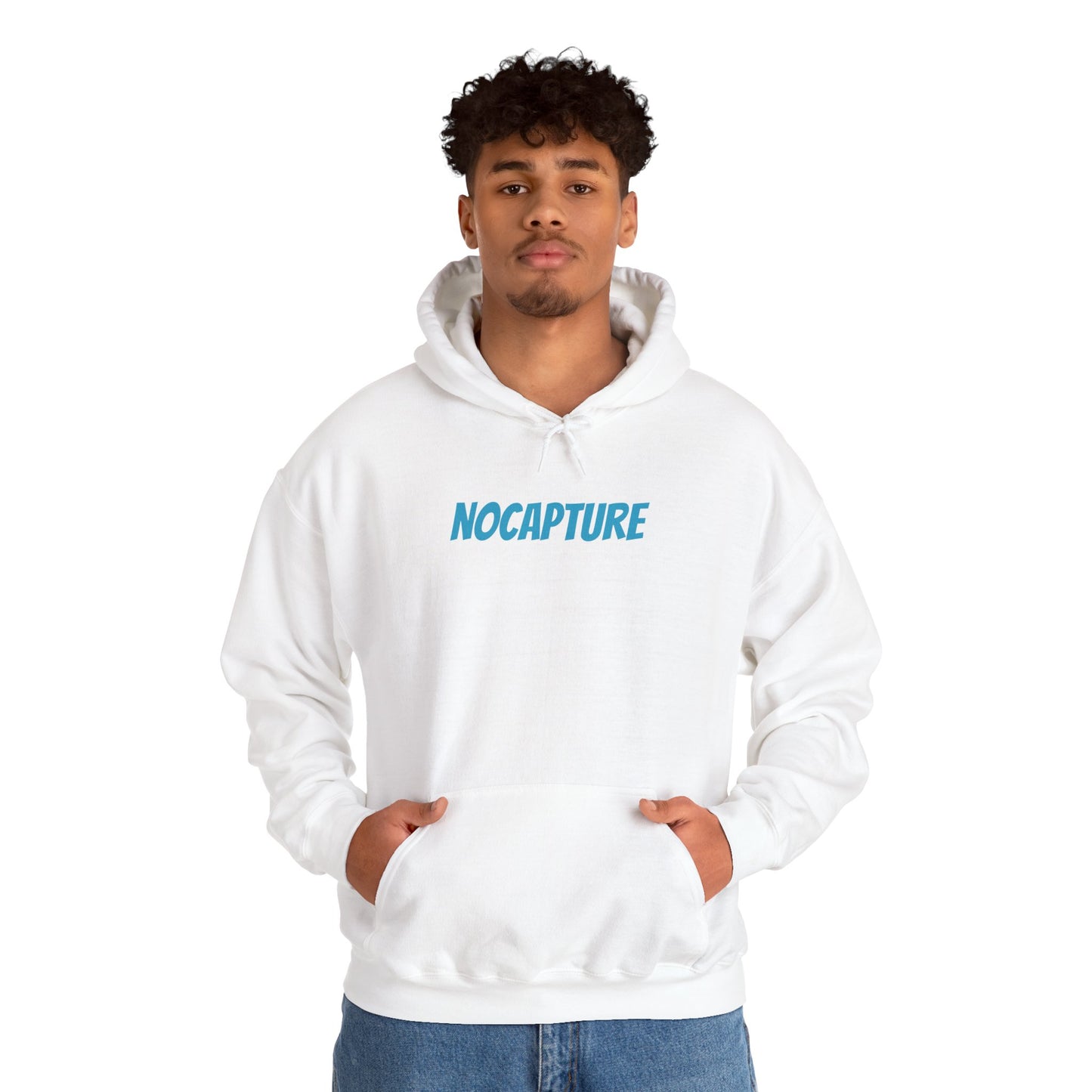 Unisex Heavy Blend™ Hooded Sweatshirt - Cozy Streetwear Baby Blue Logo front and back