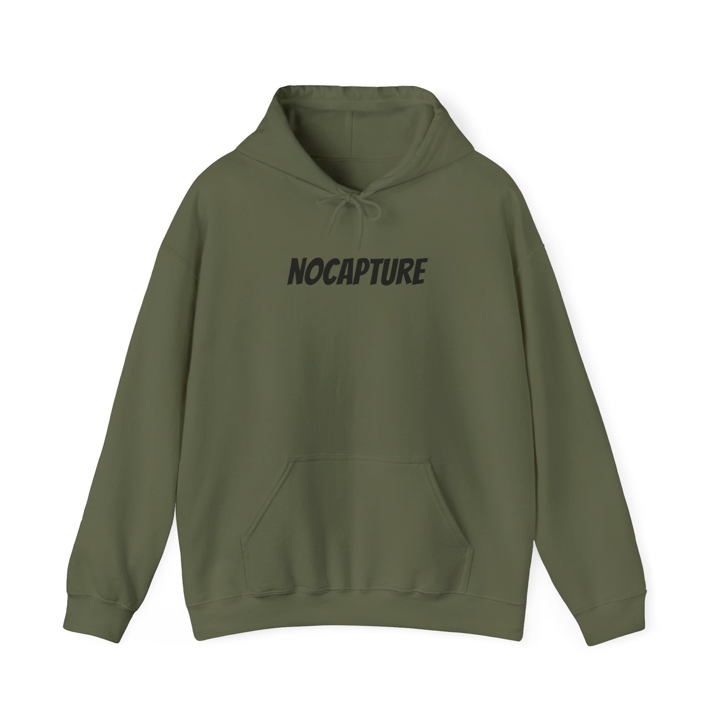 NOCAPTURE Unisex Heavy Blend™ Hooded Sweatshirt - Cozy Streetwear black Logo front and back