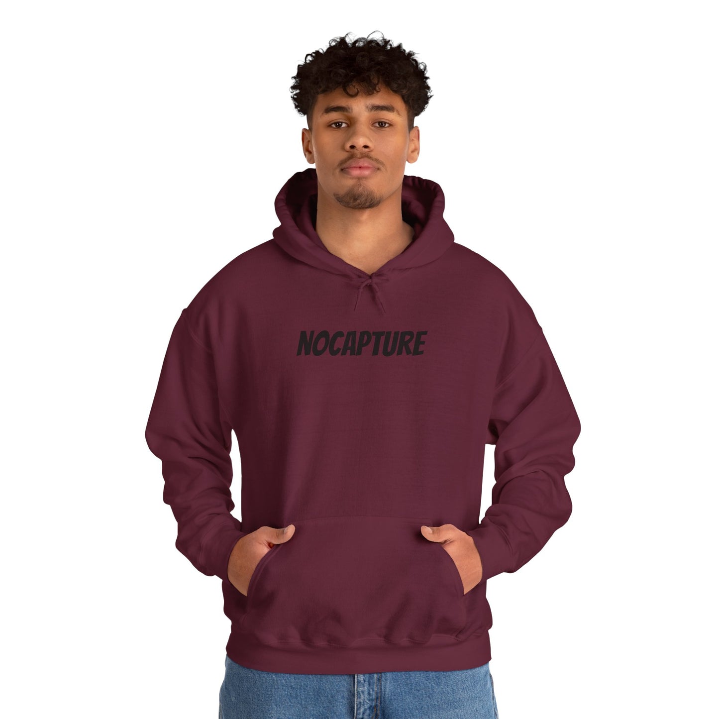 NOCAPTURE Unisex Heavy Blend™ Hooded Sweatshirt - Cozy Streetwear black Logo front and back
