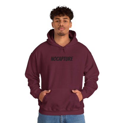 NOCAPTURE Unisex Heavy Blend™ Hooded Sweatshirt - Cozy Streetwear black Logo front and back