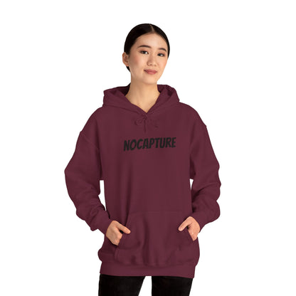NOCAPTURE Unisex Heavy Blend™ Hooded Sweatshirt - Cozy Streetwear black Logo front and back