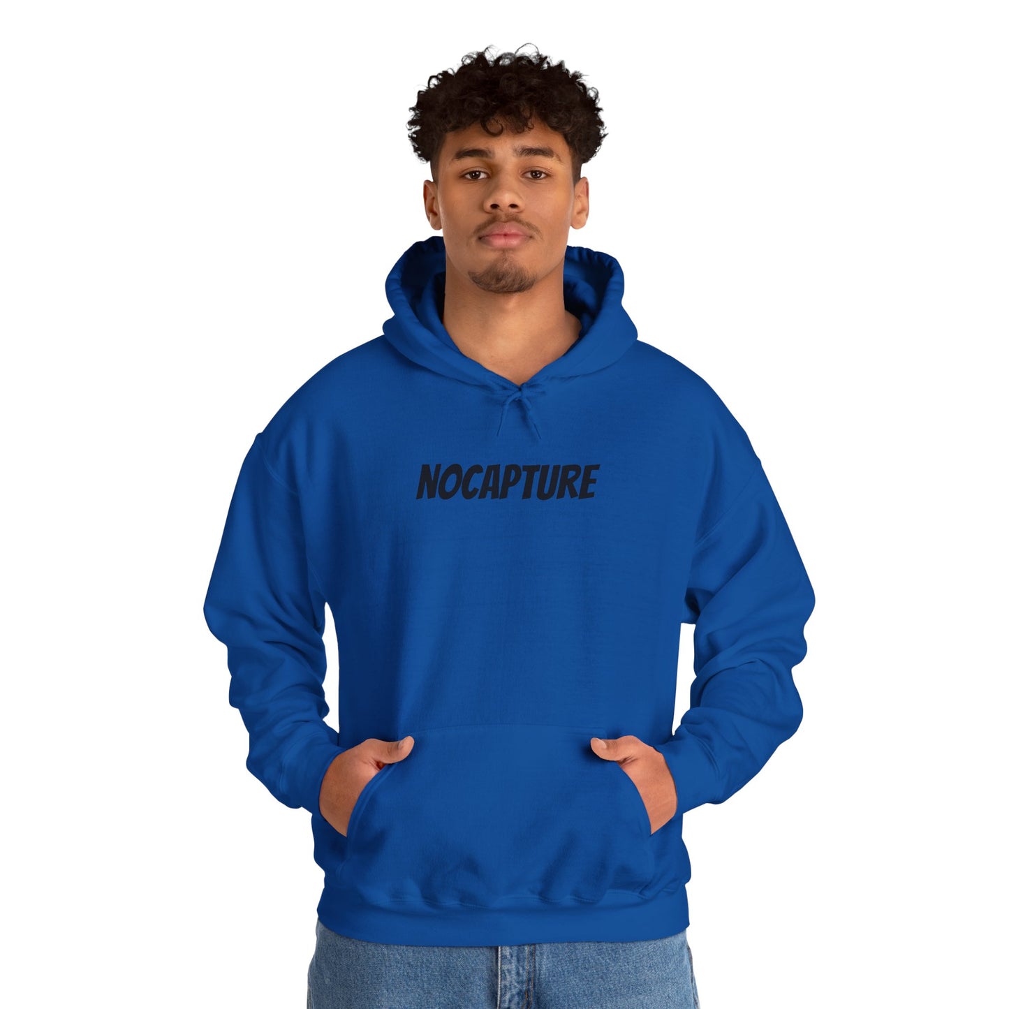 NOCAPTURE Unisex Heavy Blend™ Hooded Sweatshirt - Cozy Streetwear black Logo front and back